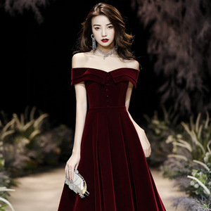 Elegant Prom <strong>Velvet</strong> <strong>Dress</strong> Women <strong>Off</strong> <strong>Shoulder</strong> <strong>Dress</strong> Ball Gown Party <strong>Dress</strong> Evening - Product Image 2