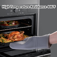 Ensemble de mitaines de four en silicone résistant à la chaleur avec doublure en coton doux, longs gants de four en silicone épais et flexibles pour la cuisson, les grillades