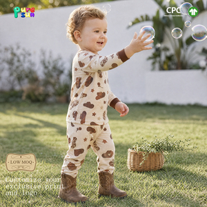 Pijamas Western para Niños Puresun, Algodón Orgánico con Certificación GOTS y CPC, Estampado de <span class=keywords><strong>Estrella</strong></span> y Sombrero de Vaquero, Ropa de Dormir para Niños, OEM - Product Image 1