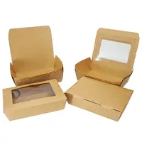 Kotak Peralatan Makan Sekali Pakai 500Ml Kotak Kertas Kraft Kotak Salad Kertas Kotak Grosir Kotak Kertas Salad