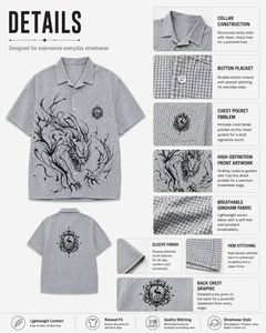 Chemises d'été pour hommes Lianfeng personnalisées, 100% coton respirant, style ample, imprimé à carreaux, vintage, boutonnées, manches courtes - Product Image 2