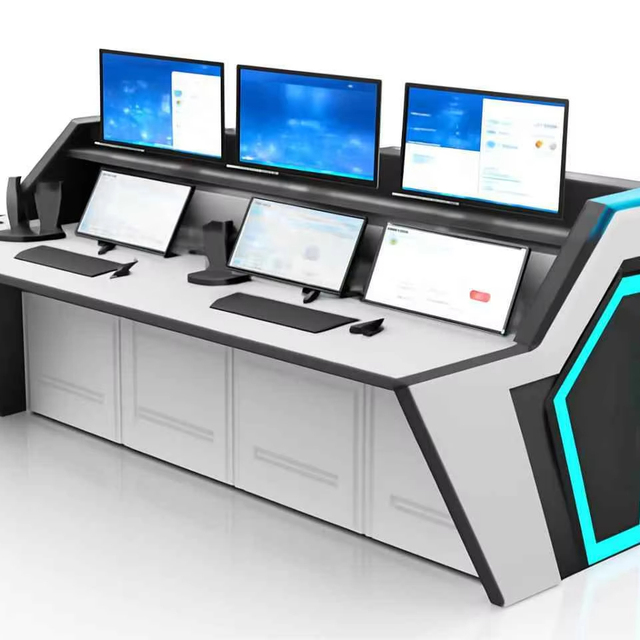 Customizable Heavy-Duty Steel Control Room Console Workstations Industrial-Style Security Monitoring Command Center Automation