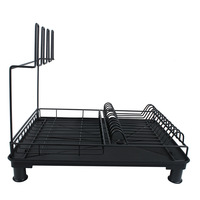 Égouttoir à vaisselle double niveau en métal sur pied avec porte-gobelets et plateau de rangement portable pour la vaisselle de cuisine
