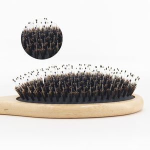 แปรงต่อผมไม้ไผ่ธรรมชาติปรับแต่งโลโก้ได้2025ขนแปรงวิกผมหมูป่าพร้อมไม้พายดีไซน์ใหม่ - Product Image 3