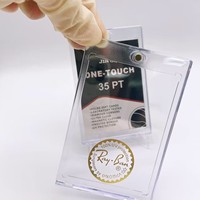 Vente en gros de protège-cartes magnétiques personnalisés à une touche, 35pt, haute qualité, transparents, pour cartes à collectionner