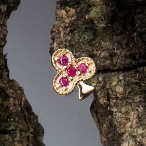 Giometal 18KT oro sólido <span class=keywords><strong>diamante</strong></span> rubí y esmeralda clubes Threadless Press Fit End <span class=keywords><strong>Tragus</strong></span> Piercing pendientes joyería del cuerpo al por mayor - Product Image 5