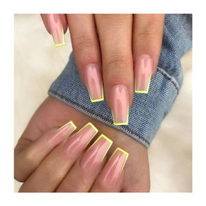 Faux ongles à presser <span class=keywords><strong>French</strong></span> <span class=keywords><strong>Manucure</strong></span> Rose, forme <span class=keywords><strong>ballerine</strong></span> cercueil, taille moyenne, extra longs, faciles à poser, durables, détachables, personnalisables - Product Image 2