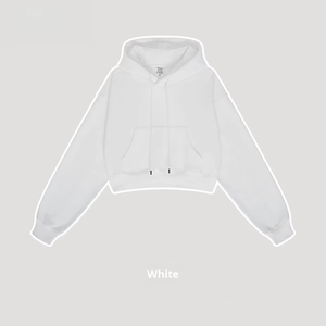 Sweat-shirt à capuche rétro américain pour femme, taille <span class=keywords><strong>plus</strong></span>, 345 grammes, vêtements de printemps, doublé en polaire, épaissi, haut court tendance - Product Image 3