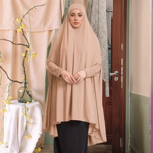 Hiyab de Gran Tamaño para Mujer Musulmana, Color Sólido, Estilo Dubai, Khimar Jazz de Doble Capa, Pañuelo Grande para la Cabeza con Mangas, Khimars de Jersey - Product Image 5