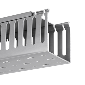 Conduit de câblage fendu par PVC gris avec la fente ouverte perforée pour la goulotte industrielle de câble de PVC de système d'armoire de panneau de commande - Product Image 6