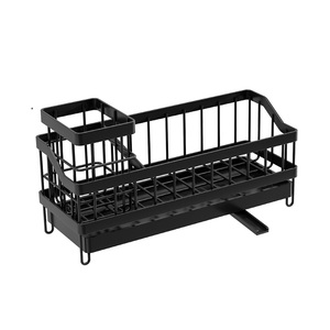 Support mural moderne pour éponge de vaisselle d'hôtel, sans perçage, écologique, avec rangement pour brosse longue et égouttoir - Product Image 5