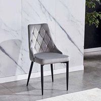 Housse de chaises de cuisine, siège doux, rembourrage gris avec dossier, pieds en métal, 1 pièce