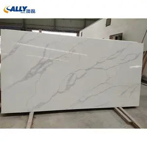 Allystone Big Stone Slabs White Calacatta Quartz 3200*1600*20/30mm Use For Countertop And Vanity Top Quartz Stone