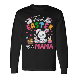 First <b>Easter</b> As A Mama Long Sleeve <b>T</b>-<b>Shirt</b> Bunnies Expecting New Baby - Product Image 2