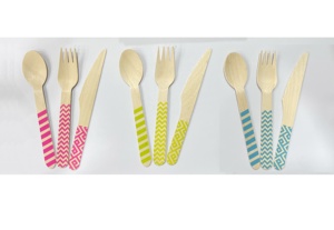 Ustensiles en bois gravés personnalisés <span class=keywords><strong>couverts</strong></span> jetables pour décor de fête cuillère en bois personnalisée couteau fourchette pour anniversaires mariage - Product Image 2