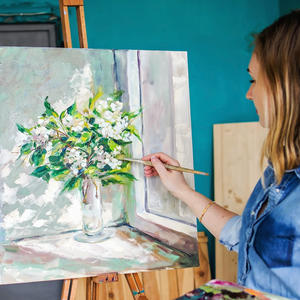 艺术家水平棉麻混纺拉伸空白画布，艺术用品三重底漆防漏艺术画布 - Product Image 6