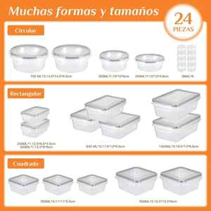 Contenedor de Alimentos de Plástico de 24 Piezas, Ecológico, para Conservar la Frescura de Frutas y Verduras, Sellado, para Refrigerador, Lonchera - Product Image 3