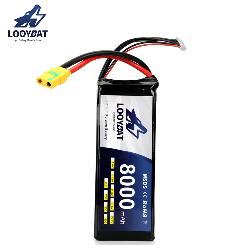 High Power Li-polymer Battery Rechargeable 14.8V 22.2V 4S 6S Lipo Battery 8000mah For RC Drones And RC Cars