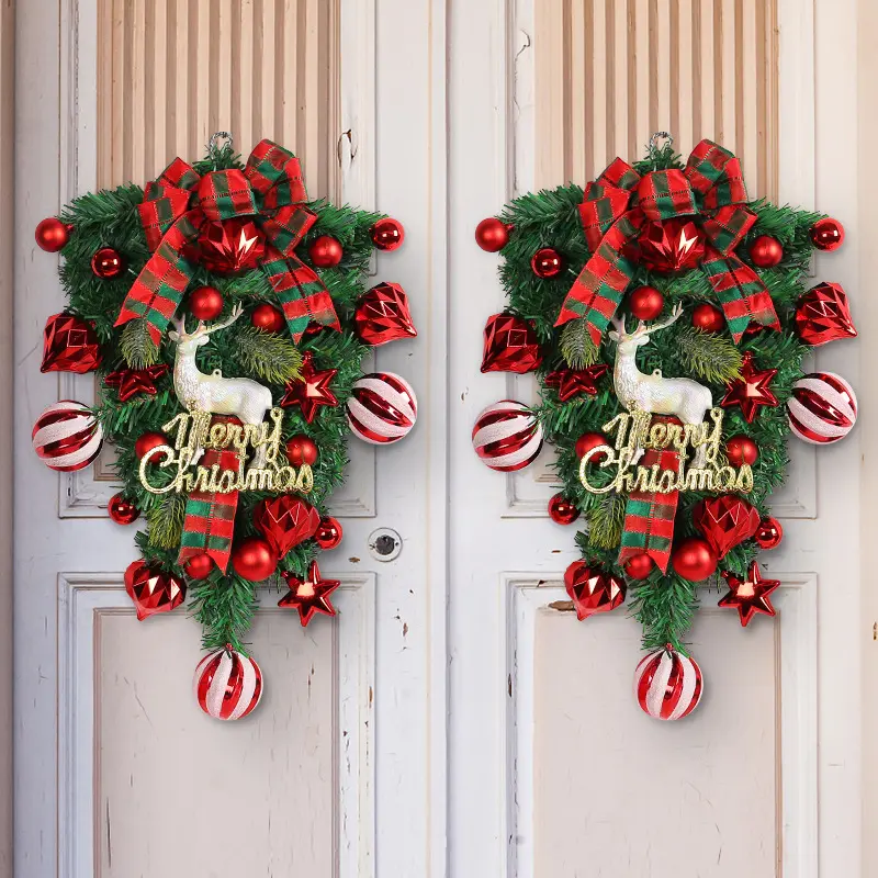 Kerstslinger Voor Voordeur Outdoor Indoor Home Party Decoratie Met Strik Dennenappels Kerstslinger Voor Deur Buiten