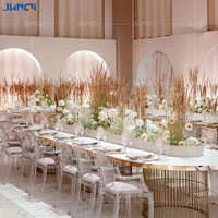 Foshan personnalisé fabricants table à manger chaise or acier inoxydable luxe titane tables de fête de mariage