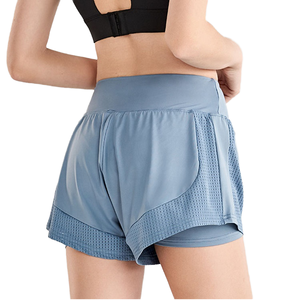 Short de sport taille haute respirant à séchage rapide en Spandex/Polyester avec poches, élastique, pour la gym, la course, le yoga et le quotidien - Product Image 1