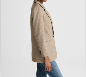 Blazer à carreaux oversize pour femme – Veste de costume décontractée élégante à un bouton, vêtement d'extérieur polyvalent pour le bureau au quotidien - Product Image 2