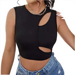 2026 Customized Short Irregular Fashion Tank <b>Black</b> Sexy <b>Rave</b> Cropped <b>Tops</b> Club Costume Sleeveless Vest - Product Image 2