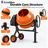 Bétonnière portable 80L 100L avec engrenage annulaire en fonte monobloc, certifiée CE, à châssis compact