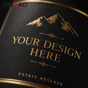 Etiqueta Personalizada para Botellas de Vino en Rollo, con Lámina Negra y Dorada, Impermeable, Texturizada, para Cajas de Regalo, Logotipo de Bodega o Reserva, Diseño de Montaña - Product Image 5