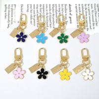 Porte-clés esthétique double face en métal, mini pendentif carré avec impression UV, pour sacs et accessoires technologiques, style vintage et tendance