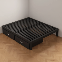 Lit en fer 1,8 m, lit double moderne et simple, cadre de lit renforcé et épaissi avec rangement, idéal pour petit appartement, personnalisable