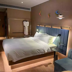 Low Cost Hotel Project Bedroom Sets Furniture Wooden Frame <b>Bed</b> With Nightstands Desk Chair Wardrobe <b>Side</b> Table <b>For</b> 3 Star Hotels - Product Image 5