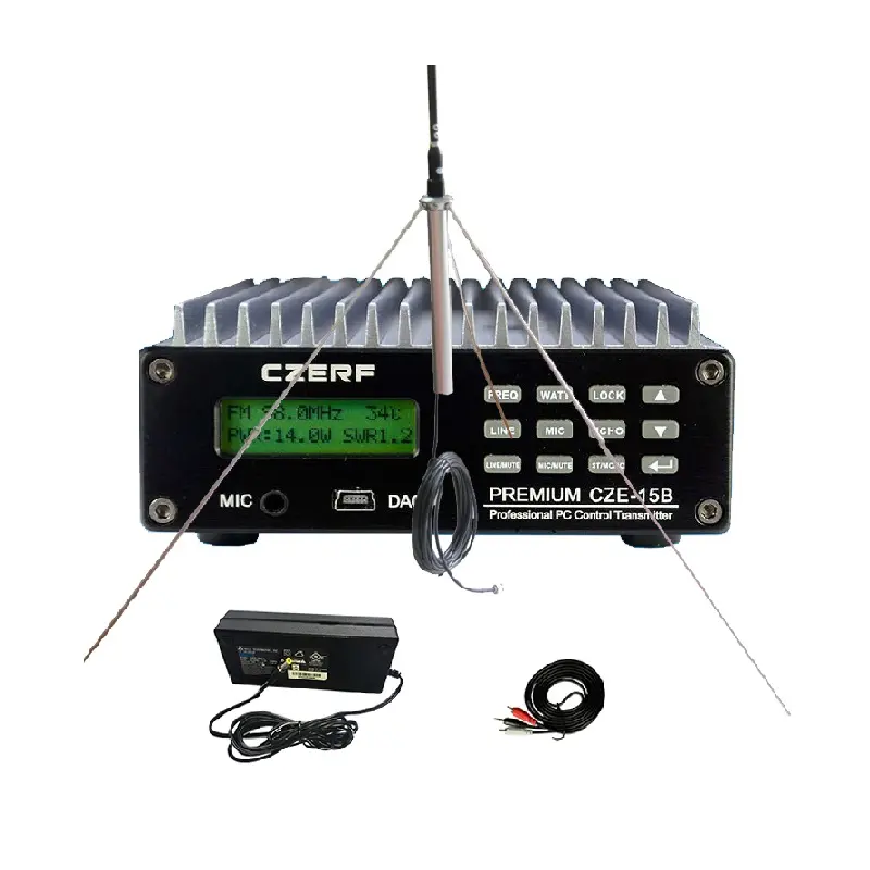 CZE-15B FMトランスミッターラジオ87〜108MHz LCDステレオ放送、アンテナ付き、内蔵PLLFMトランスミッターステレオCZERF