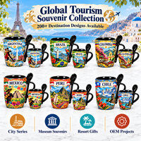 Mug en céramique souvenir d'Argentine avec cuillère intégrée, design paysage Andes, obélisque Tango, tasse à café en porcelaine, vente en gros