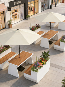 Tables et chaises combinées 2 places en fer, résistantes aux intempéries, pour usage commercial en zone commerciale et <span class=keywords><strong>de</strong></span> loisirs en zone touristique - Product Image 3