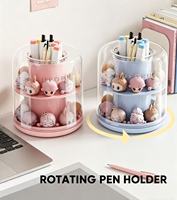 Offre Spéciale : Organisateur de Bureau Rotatif Anti-Poussière Multi-Compartiments pour Étudiants et Bureau – Rangement pour Stylos et Petites Articles de Papeterie