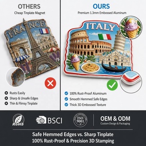 Imán de Refrigerador 3D en Relieve de Aluminio con Diseño de Cultura Europea, 2x3 Pulgadas, Recuerdo de Viaje de Francia, Italia y España para Decoración de Cocina, Bar y <span class=keywords><strong>Hogar</strong></span>, Regalo - Product Image 2
