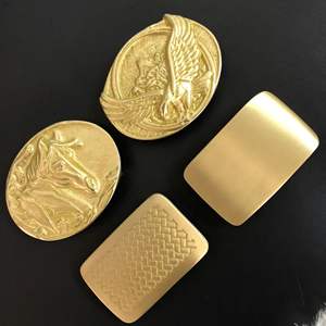 <span class=keywords><strong>Boucle</strong></span> de ceinture en laiton massif doré personnalisée, taille intérieure 40 mm, plaque de nom occidentale - Product Image 2