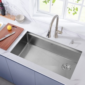 Lavello da <span class=keywords><strong>cucina</strong></span> a vasca singola in acciaio inossidabile 304 fatto a mano con <span class=keywords><strong>scarico</strong></span> a mano destra - Product Image 3