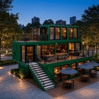 Bâtiment de café-restaurant en conteneurs à 3 étages, structure en acier modulaire, préfabriqué, projet EPC, OEM