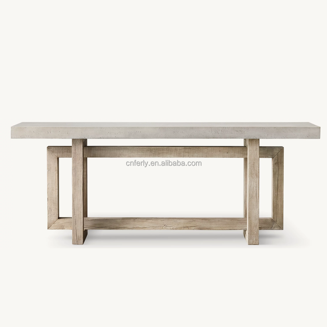 Modern American Style Living Room Furniture Luxury Furniture Console Table Rectangular Waxed Concrete Cement Console Table