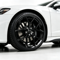Jantes en alliage forgé monobloc concaves à cinq branches, noir brillant poli, jantes de voiture de sport personnalisées