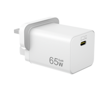 Meilleur adaptateur de voyage UE/Royaume-Uni 65W PD QC3.0 Type-C Chargeur GaN avec protection OTP pour téléphone portable et appareil photo, certifié CE ROHS, câble rétractable