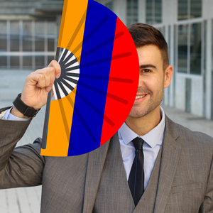 Abanicos Plegables de Bambú con la Bandera de Armenia al por Mayor, Abanico de Mano para Carnaval, Boda, Festival, Fiesta, Agencia de Viajes - Product Image 4