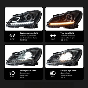 Fari anteriori per <span class=keywords><strong>Mercedes</strong></span>-Benz <span class=keywords><strong>Classe</strong></span> <span class=keywords><strong>C</strong></span> W204 2011-2014, fanali a LED con lente e indicatori di direzione dinamici a scorrimento. - Product Image 5