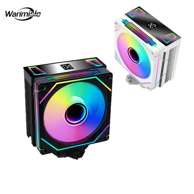 High Performance Air Cooled CPU Cooler with Full Spectrum LED RGB Cooling Fan Intel 6 Heat Pipes Fluid Bearing