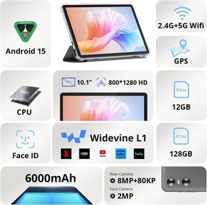 2025 mới nhất 10-inch máy tính bảng 12GB RAM + 128GB Rom 1TB TF trường hợp bút stylus bàn phím chuột Octa-core 1280x800 HD 6000mAh (với NTC) - Product Image 2