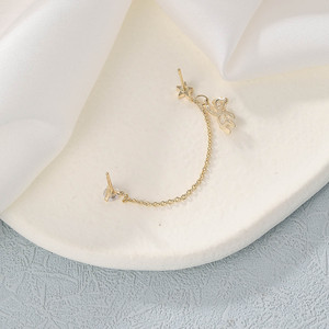 Double Ear Piercing <b>Bear</b> Stud Earrings Korean <b>Cute</b> Star Cartilage Chain For Small Earlobes Gift Jewelry EH3308 - Product Image 2