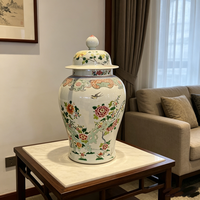 Pot en porcelaine Famille Rose de Jingdezhen, 72 cm de haut, motif floral pivoine et hirondelle, pot à gingembre en céramique
