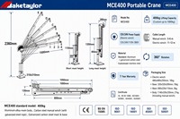 Mini grue de levage électrique manuelle à 360 degrés en alliage d'aluminium avec une capacité de 400 kg pour utilisation sur remorque, bateau et camionnette